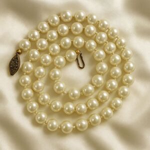 Faux Pearl Glass Beaded Fashion Necklace 18" Bridal Wedding Formal Grannycore